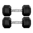 Par Halteres 10kg + 10kg Dumbbell Sextavado Emborrachado Pegada Cromada Gallant (GDB10F3B-PT)