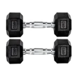 Par Halteres 4kg + 4kg Dumbbell Sextavado Emborrachado Pegada Cromada Gallant (GDB04F3B-PT)